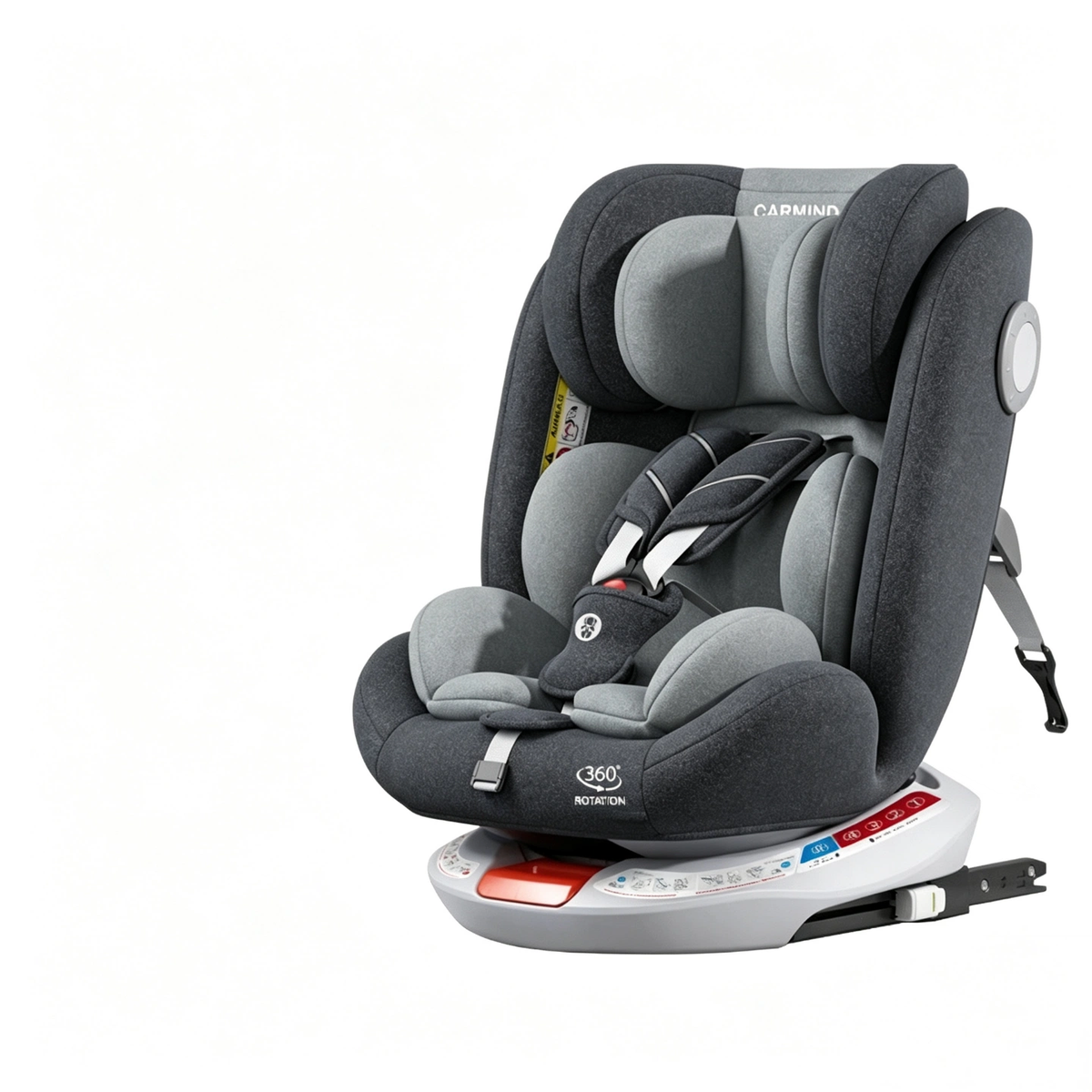 Carmind 360° Rotatable Baby Car Seat, ISOFIX Steel Interface, Reclinable Infant Toddler Car Safety Seat, Fits Kids 0-12 Years Old