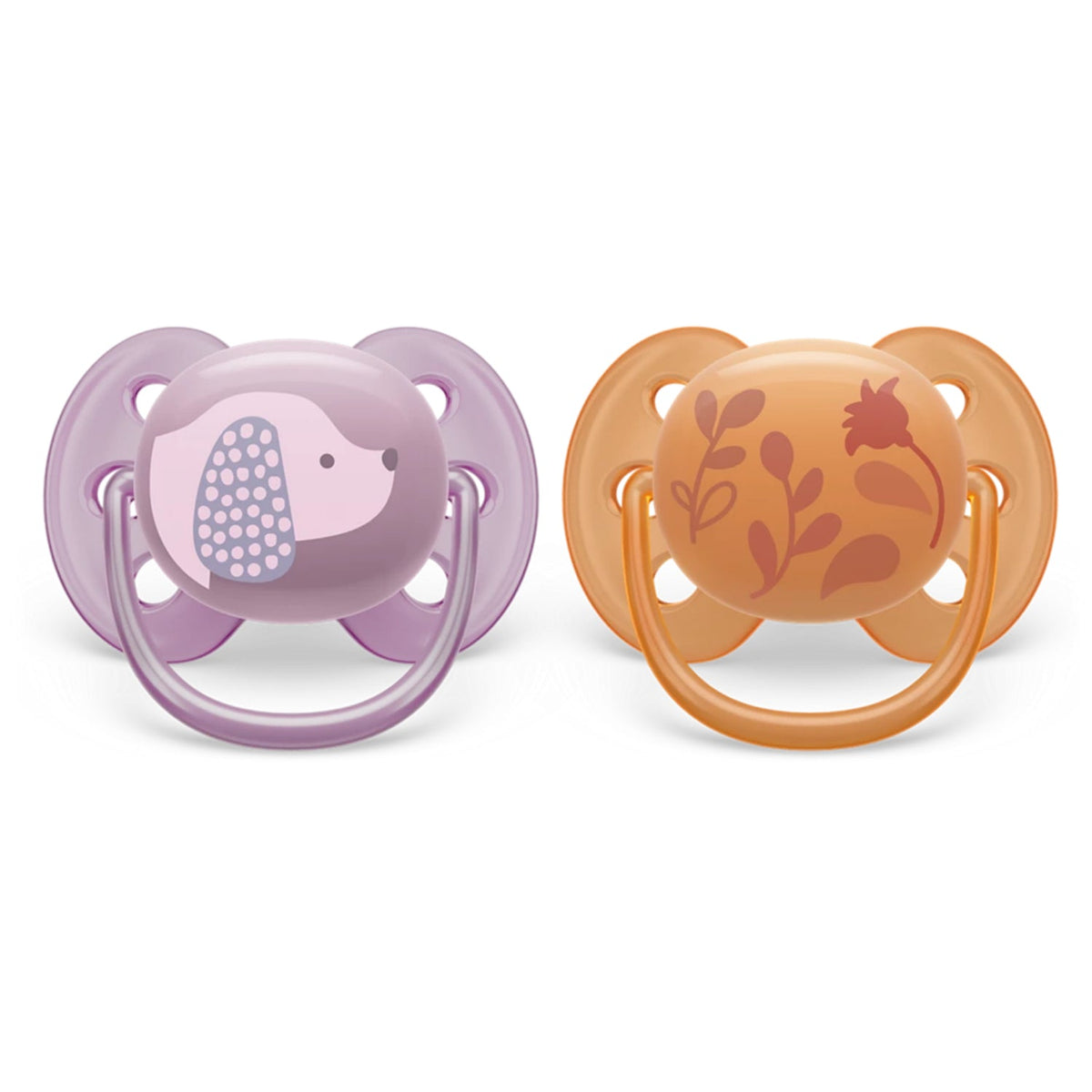 Avent - Ultra Soft Pacifier Orange & Lavander 6/18M