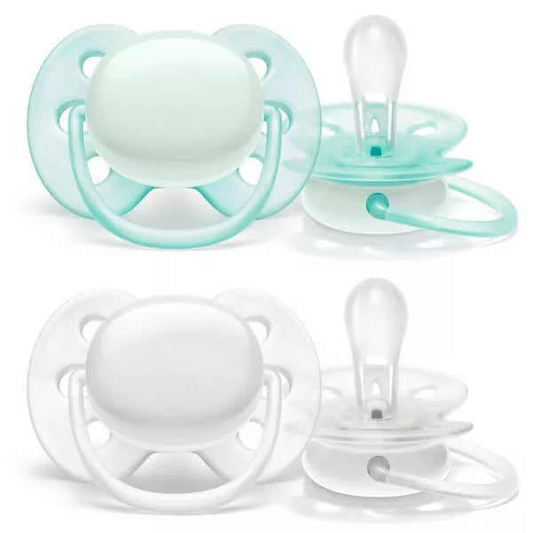 Philips Avent 2pk Ultra Soft Pacifier 0-6 Months - Arctic White/Green