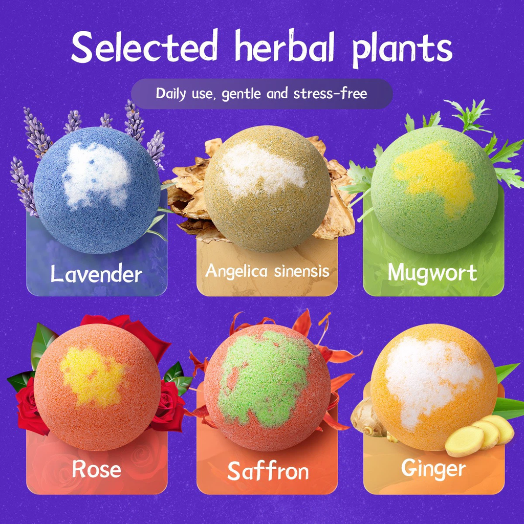 24pcs Herbal Bath Bombs Set, Mini Fizzy Bath & Foot Soak Balls