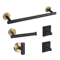 5Pcs Black Gold Bathroom Hardware Set, Modern Wall Mount Bathroom Accessory Kit