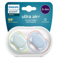 Avent Ultra Air Soother Plain Mixed 0-6 Months 2 Pack - Assorted